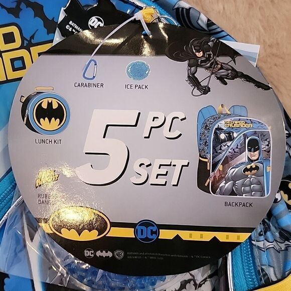 DC COMICS BATMAN 5-PIECE BACKPACK - NEW! - Picture 3 of 10